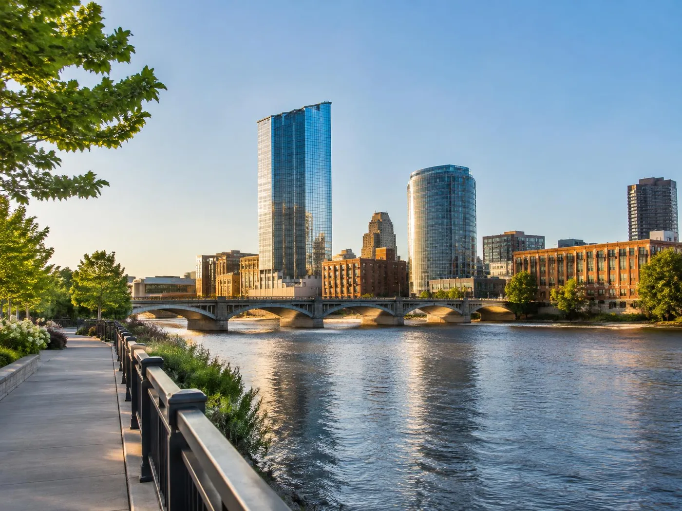 Grand Rapids skyline along the Grand River